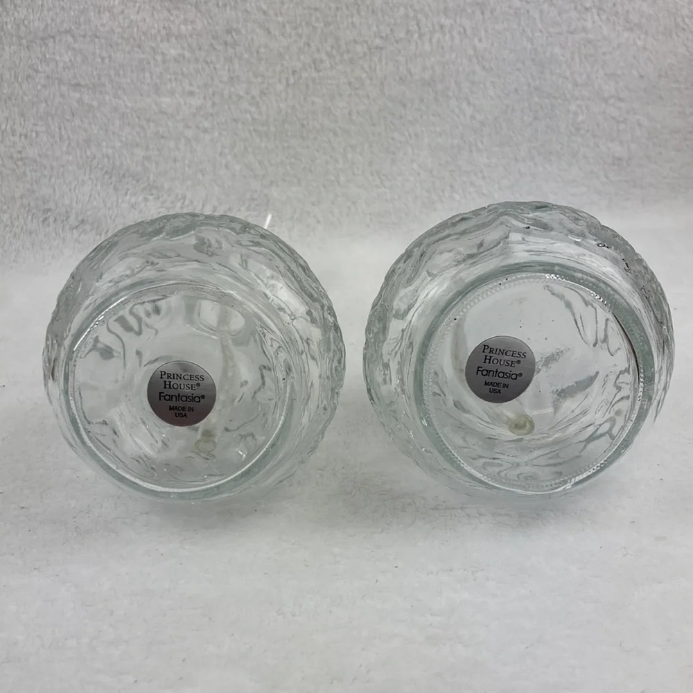 Princess House Fantasia Pressed Glass Oil Lamps Set of 2